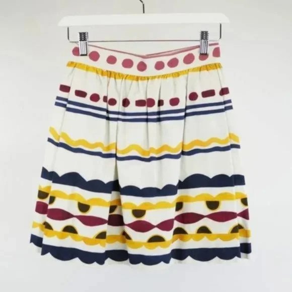Vintage Fendi White Striped Gathered Skirt